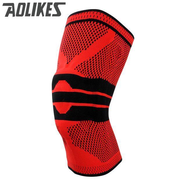 1pc Basketball Knee Brace Compression knee Support Sleeve Injury Recovery Volleyball Fitness sport safety sport protection gear-Redblack-L-JadeMoghul Inc.