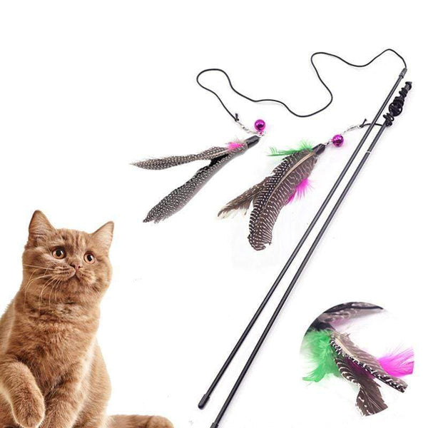 1Pc Cat Interactive Toy Stick Feather Wand With Small Bell Mouse Cage Toys Plastic Artificial Colorful Cat Teaser Toy Supplies AExp