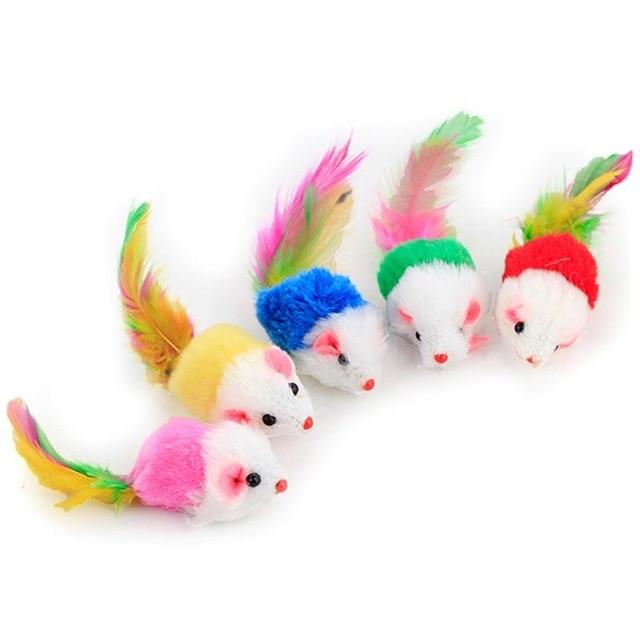 1Pc Cat Interactive Toy Stick Feather Wand With Small Bell Mouse Cage Toys Plastic Artificial Colorful Cat Teaser Toy Supplies JadeMoghul Inc. 