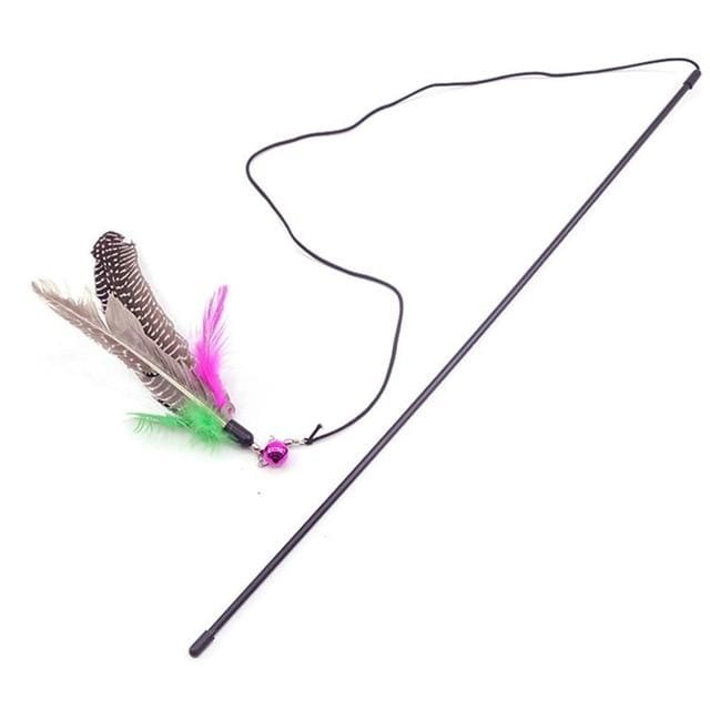1Pc Cat Interactive Toy Stick Feather Wand With Small Bell Mouse Cage Toys Plastic Artificial Colorful Cat Teaser Toy Supplies JadeMoghul Inc. 