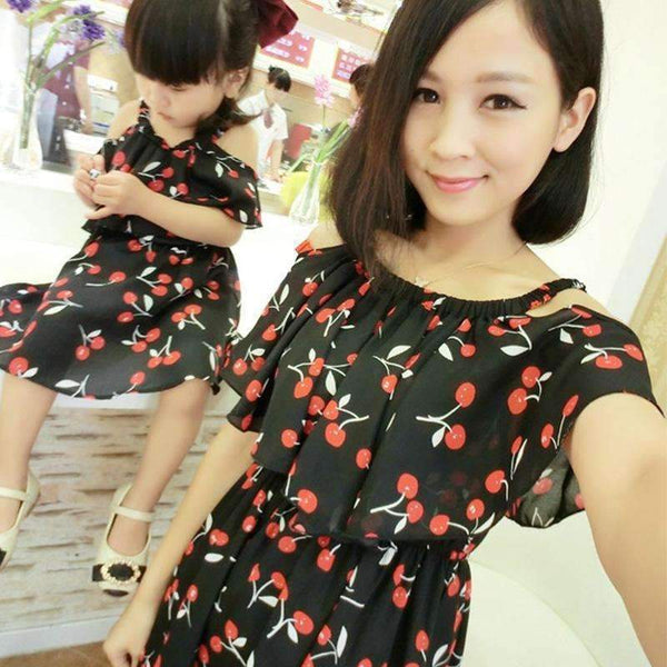 1pc Mother Daughter Dresses Clothes Family Matching Summer Outfits Mom Girl Fashion Short Floral Sets vetement maman et fille-A-Mom S-JadeMoghul Inc.