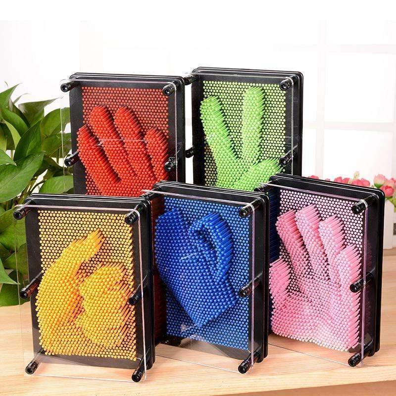 1PC Plastic toy funny game Pinart 3D clone shape pin art Shoumo variety colorful needle child get face palm model-Blue-S-JadeMoghul Inc.