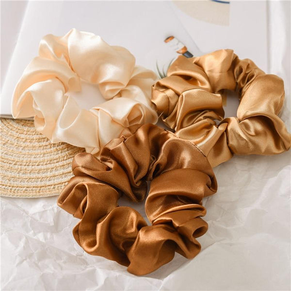 1PC Satin Silk Solid Color Scrunchies Elastic Hair Bands 2019 New Women Girls Hair Accessories Ponytail Holder Hair Ties Rope AExp