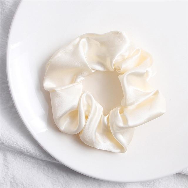 1PC Satin Silk Solid Color Scrunchies Elastic Hair Bands 2019 New Women Girls Hair Accessories Ponytail Holder Hair Ties Rope AExp