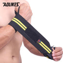1PC Wrist Support Gym Weightlifting Training Weight Lifting Gloves Bar Grip Barbell Straps Wraps Hand Protection-Black with Yellow-JadeMoghul Inc.