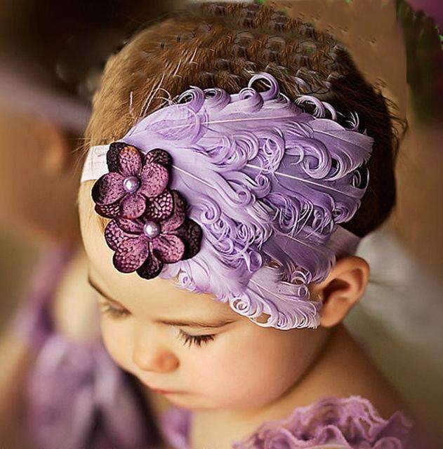 1pcs Baby Hair Band Feather Flower Hair Bow Head Band Baby Girl Hair Accessories Baby Girl Headbands Bandage On Head Children-1-JadeMoghul Inc.