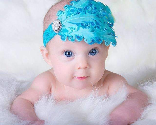 1pcs Baby Hair Band Feather Flower Hair Bow Head Band Baby Girl Hair Accessories Baby Girl Headbands Bandage On Head Children-2-JadeMoghul Inc.