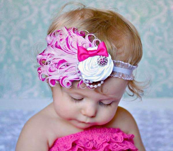 1pcs Baby Hair Band Feather Flower Hair Bow Head Band Baby Girl Hair Accessories Baby Girl Headbands Bandage On Head Children-5-JadeMoghul Inc.