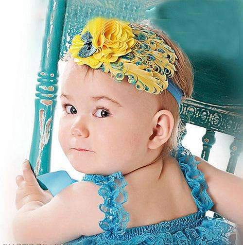 1pcs Baby Hair Band Feather Flower Hair Bow Head Band Baby Girl Hair Accessories Baby Girl Headbands Bandage On Head Children-6-JadeMoghul Inc.