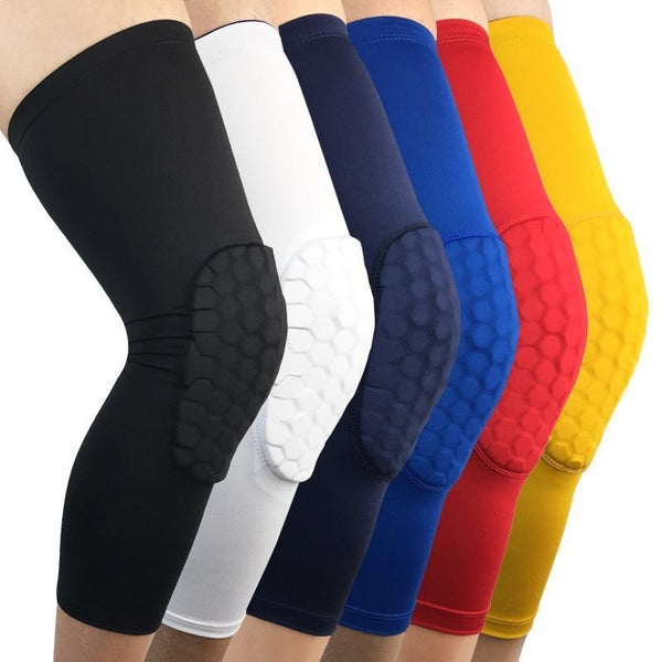 1PCS Breathable Sports Football Basketball Knee Pads Honeycomb Knee Brace Leg Sleeve Calf Compression Knee Support Protection-Black-M-JadeMoghul Inc.