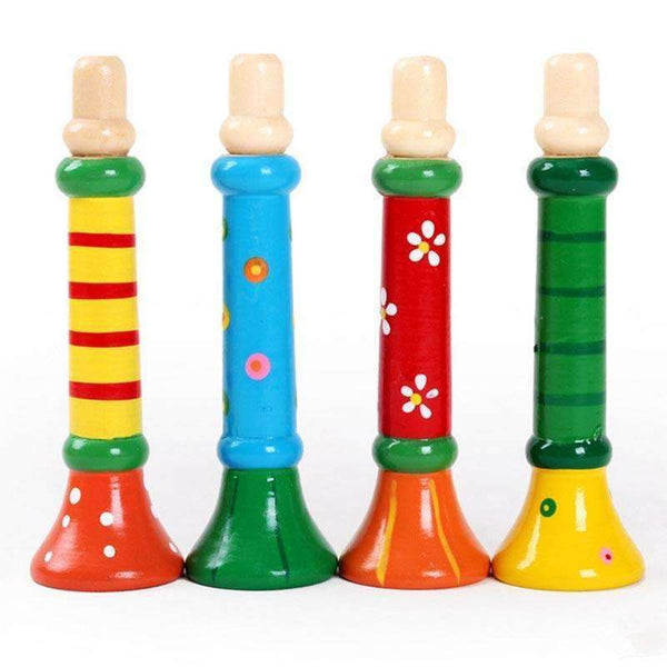 1Pcs Colorful wooden trumpet buglet hooter bugle education toys for kids musical toys noise maker kids toys--JadeMoghul Inc.