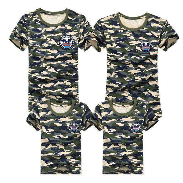 1pcs Family T Shirts 2016 Summer Family Matching Clothes Army Color Family Look T-shirt Tees For Mother Daughter Father Son Kids-as chart-Mom S-JadeMoghul Inc.