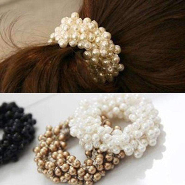 1PCS Fashion Pearl Headwear Elastic Hair Bands Hair Elastic Rubber Rope Ring Tie Hair Accessories Scrunchy Headband For Women-Black-JadeMoghul Inc.