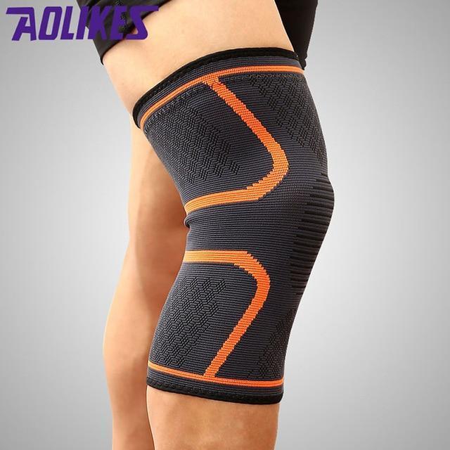 1PCS Fitness Running Cycling Knee Support Braces Elastic Nylon Sport Compression Knee Pad Sleeve for Basketball Volleyball-Orange-M-JadeMoghul Inc.