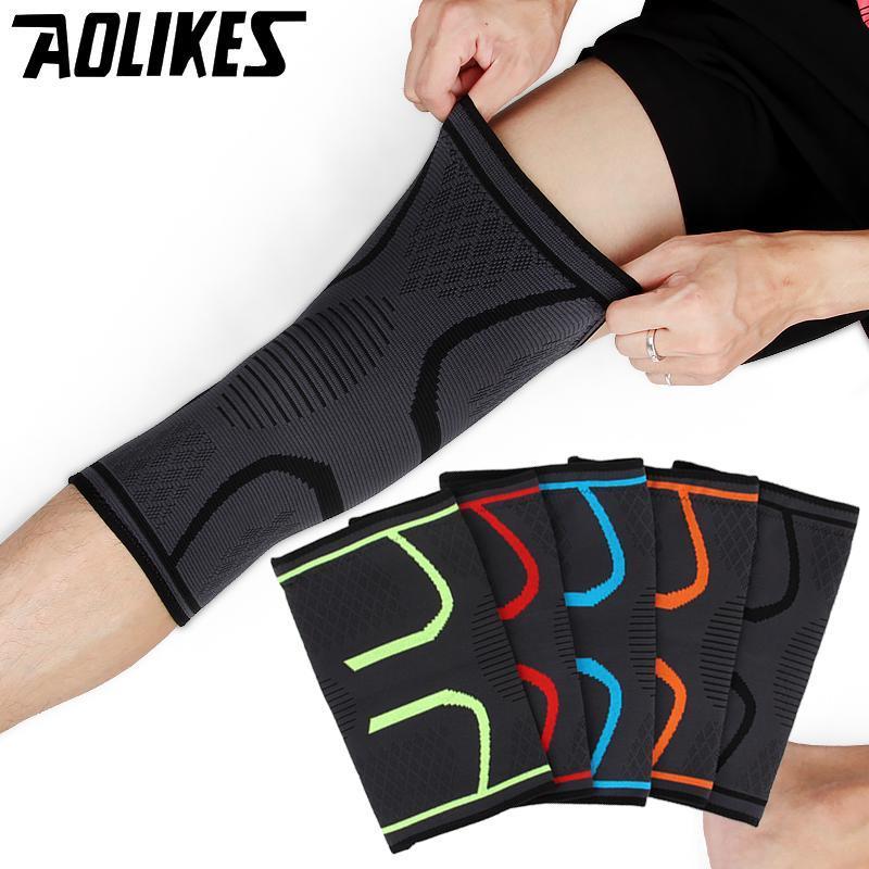 1PCS Fitness Running Cycling Knee Support Sports Braces Elastic Nylon Compression Basketball Knee Pad Sleeve for Volleyball-Black-L-JadeMoghul Inc.