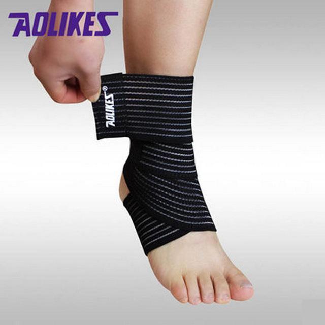 1pcs High Quality Ankle Support Spirally Wound Bandage Volleyball Basketball Ankle Orotection Adjustable Elastic Bands-1pcs Black-JadeMoghul Inc.