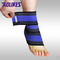 1pcs High Quality Ankle Support Spirally Wound Bandage Volleyball Basketball Ankle Orotection Adjustable Elastic Bands-1pcs Black with Blue-JadeMoghul Inc.