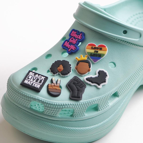 1PCS I Can Not Breathe Shoe Charms Soft PVC JIBZ For Croc Shoe Charm Black lives matter fist BGM BLM AExp