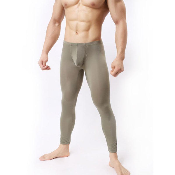 1PCs Men Legging Ice Silk Transparent Capris Sexy Tight Pocket Pajama Breathable Trousers-Pink-S-JadeMoghul Inc.