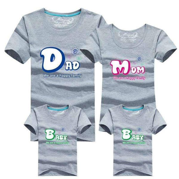 1piece Fashion Family Matching Outfits Tshirt 16 Color Clothes For matching family clothes mother father Baby short Sleeve Shirt-as chart 3-Mom S-JadeMoghul Inc.
