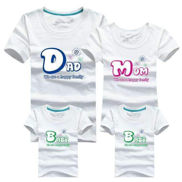 1piece Fashion Family Matching Outfits Tshirt 16 Color Clothes For matching family clothes mother father Baby short Sleeve Shirt-as chart 9-Mom S-JadeMoghul Inc.