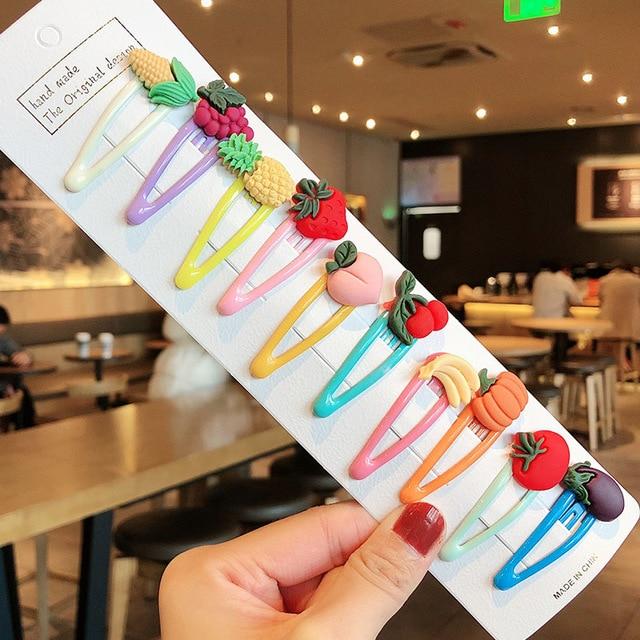 1Set Girls Cute Cartoon Animal Fruit Colorfur Hairpins Children Sweet Hair Clip Barrettes Headband Kids Fashion Hair Accessories AExp