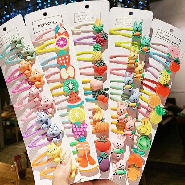 1Set Girls Cute Cartoon Animal Fruit Colorfur Hairpins Children Sweet Hair Clip Barrettes Headband Kids Fashion Hair Accessories AExp