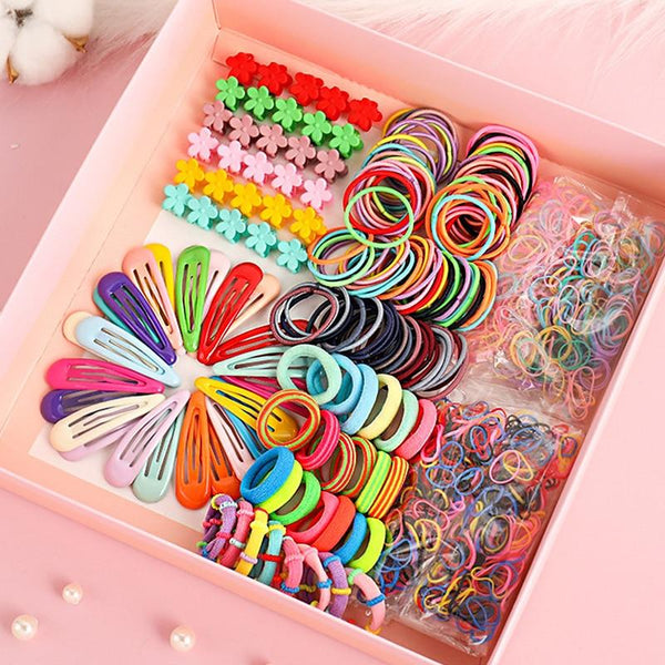 1Set Girls Cute Elastic Hair Bands Hairpins Flower Hair Claws Hair Clip Rubber Band Ponytail Holder Kids Fashion Hair Accessorie AExp