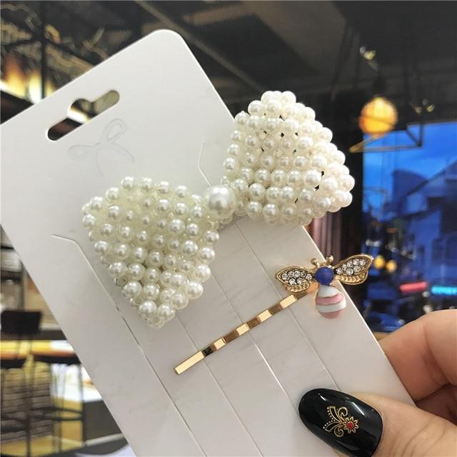 1Set Handmade Pearls Hair Clips Pin for Women Fashion Geometric Flower Barrettes Headwear Girls Sweet Hairpins Hair Accessorie AExp