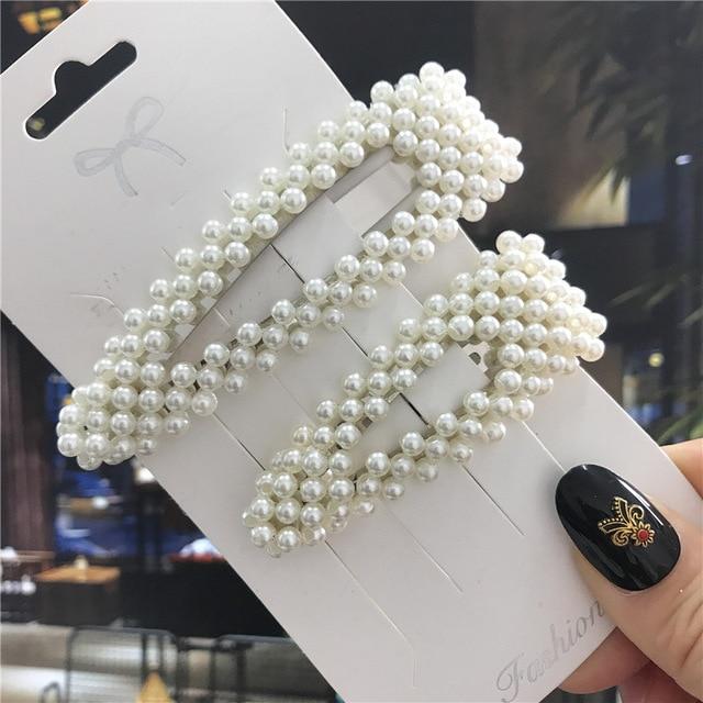 1Set Handmade Pearls Hair Clips Pin for Women Fashion Geometric Flower Barrettes Headwear Girls Sweet Hairpins Hair Accessorie AExp