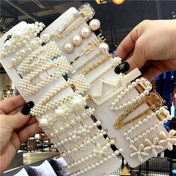 1Set Handmade Pearls Hair Clips Pin for Women Fashion Geometric Flower Barrettes Headwear Girls Sweet Hairpins Hair Accessorie AExp