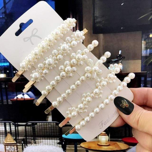1Set Handmade Pearls Hair Clips Pin for Women Fashion Geometric Flower Barrettes Headwear Girls Sweet Hairpins Hair Accessorie AExp