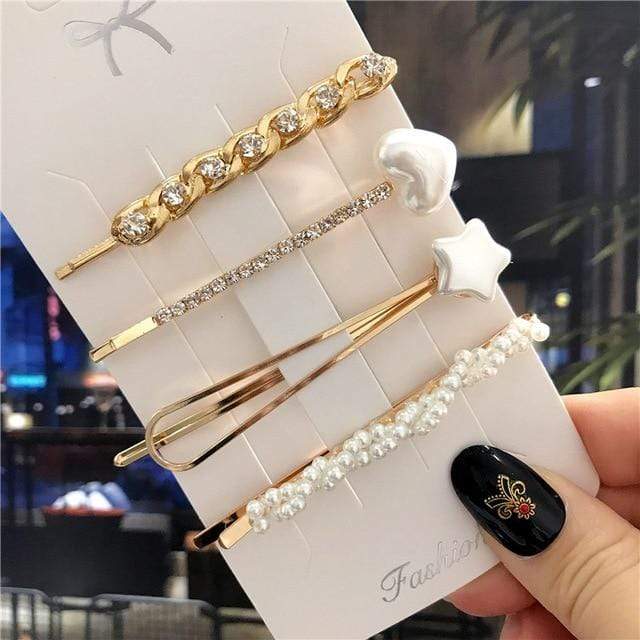 1Set Handmade Pearls Hair Clips Pin for Women Fashion Geometric Flower Barrettes Headwear Girls Sweet Hairpins Hair Accessorie AExp