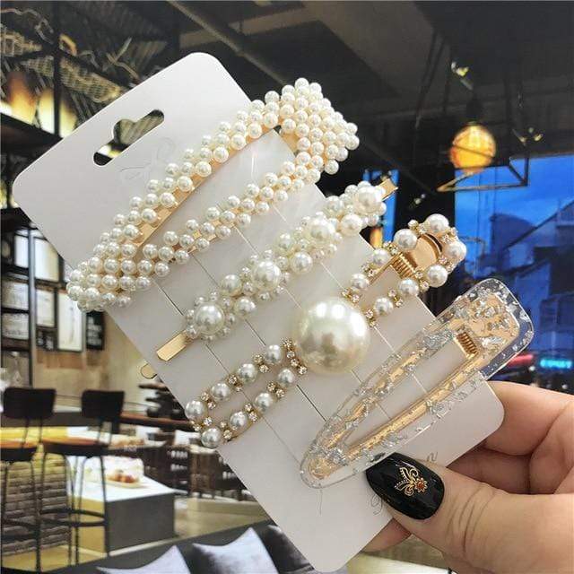 1Set Handmade Pearls Hair Clips Pin for Women Fashion Geometric Flower Barrettes Headwear Girls Sweet Hairpins Hair Accessorie JadeMoghul Inc. 