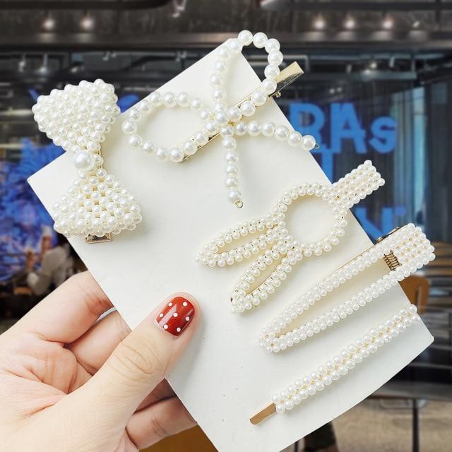 1Set Popular Pearl Hair Clips Fashionable Woman Summer Hair accessories Hairpins BB Clip Styling Tools Barrettes Headwear AExp