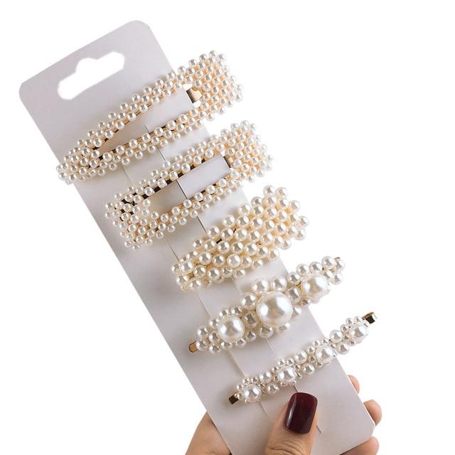 1Set Popular Pearl Hair Clips Fashionable Woman Summer Hair accessories Hairpins BB Clip Styling Tools Barrettes Headwear AExp
