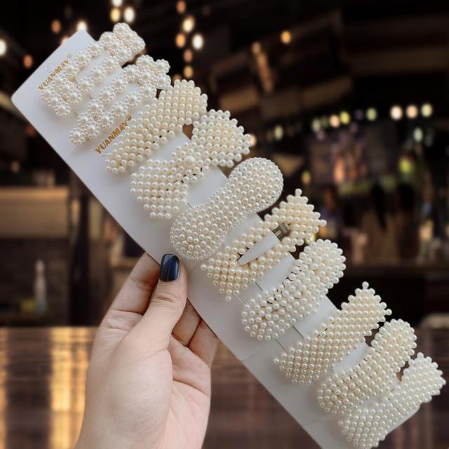 1Set Popular Pearl Hair Clips Fashionable Woman Summer Hair accessories Hairpins BB Clip Styling Tools Barrettes Headwear