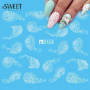 1Sheet Lace Flower Nail Art Water Transfer Stickers Beauty White/Black Nail Tips Decals Sweet Trend Manicure Decoration LAB164-White-JadeMoghul Inc.
