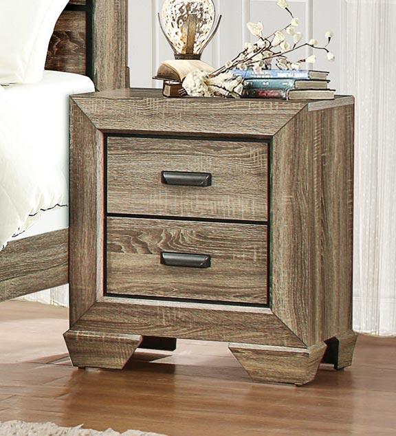 2 Drawers Wooden Night Stand With Metal Hardware, Rustic Brown-Nightstand-Brown-Wood And Metal-JadeMoghul Inc.