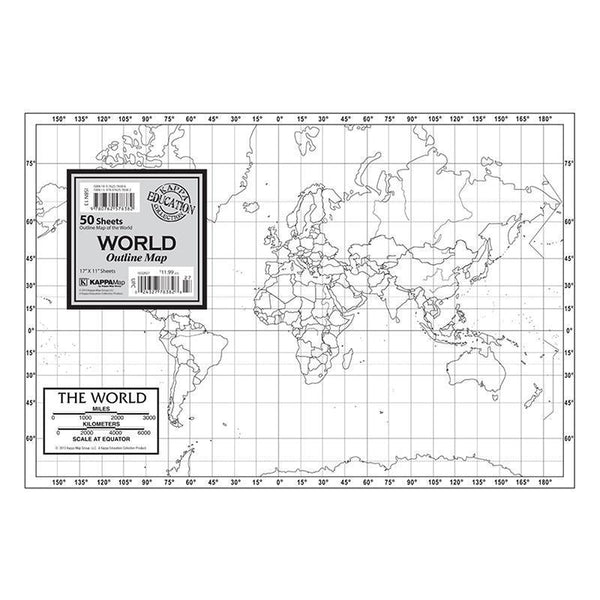(2 Ea) Outline Map Study Pads World-Learning Materials-JadeMoghul Inc.