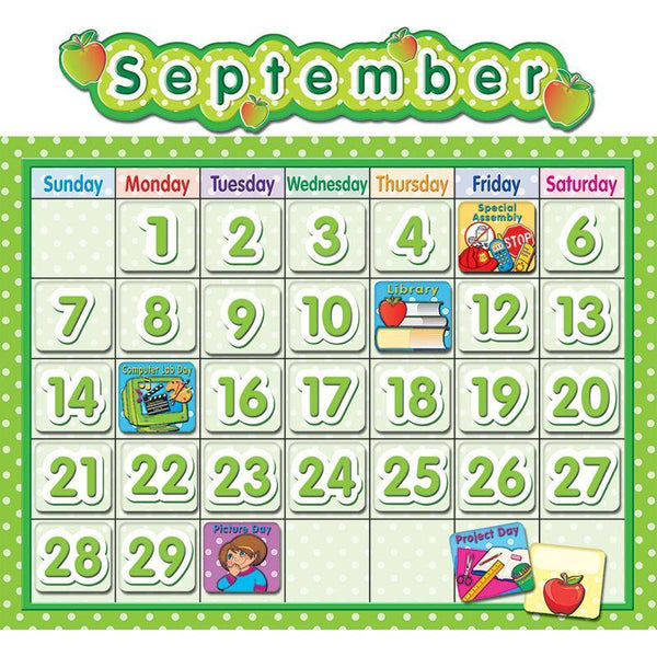 (2 Ea) Polka Dot School Calendar Bb-Learning Materials-JadeMoghul Inc.