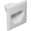 2-Gang Recessed Cable Plate (White)-Cables, Connectors & Accessories-JadeMoghul Inc.