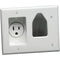 2-Gang Recessed Low-Voltage Cable Plate with Recessed Power (White)-Cables, Connectors & Accessories-JadeMoghul Inc.