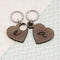 Personalized Keychains 2 Heart Jigsaw Wooden Key Ring - Couple Initials