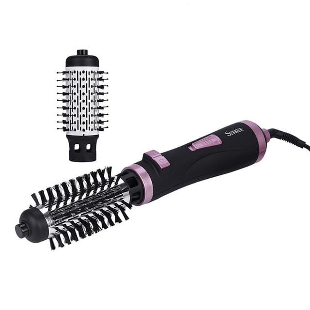 2 In 1 Rotating Brush Hot Air Styler Comb Curling Iron Roll Styling Brush Hair Dryer Blow With Nozzles 2 Speed & 3 Heat Setting AExp