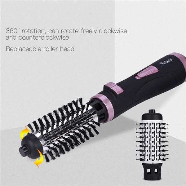 2 In 1 Rotating Brush Hot Air Styler Comb Curling Iron Roll Styling Brush Hair Dryer Blow With Nozzles 2 Speed & 3 Heat Setting AExp