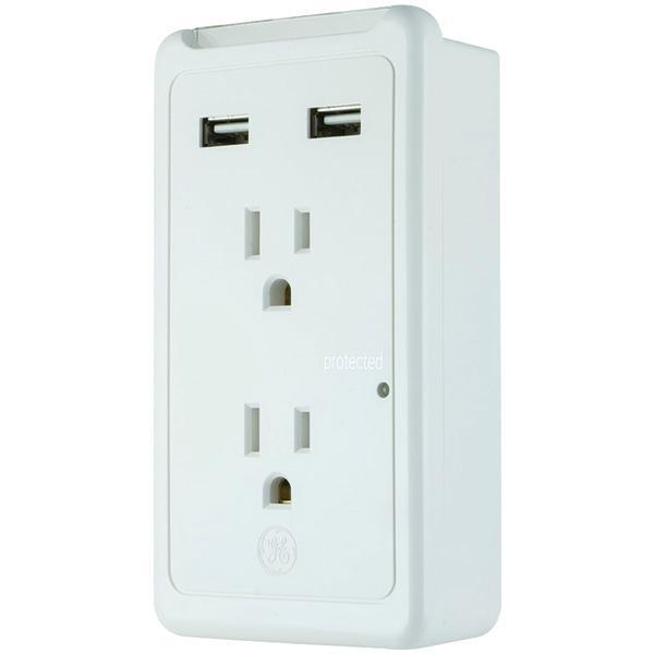 2-Outlet Eye-Indicator Wall Tap with 2 USB Ports-Power Strips-JadeMoghul Inc.