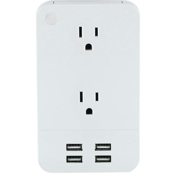 2-Outlet Surge-Protector Wall Tap with 4 USB Ports-Surge Protectors-JadeMoghul Inc.