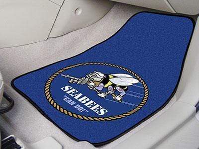 Car Floor Mats U.S. Armed Forces Sports  Navy 2-pc Carpeted Front Car Mats 17"x27"