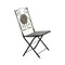 2 Piece Minimalistic Folding Metal Chair With Decoration On Back, Black-Folding Chairs and Stools-Black-Cast Iron-JadeMoghul Inc.